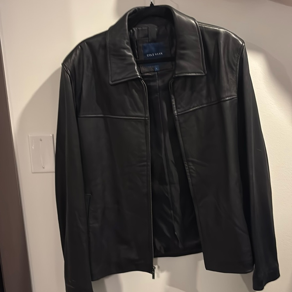 Cole Haan Leather Jacket Large in Black